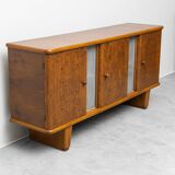 Vintage walnut burl sideboard with decorative inserts, 1940s