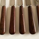 Set of 9 knives with mid century rosewood handle