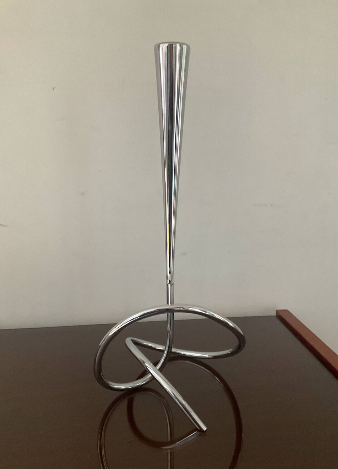 Designer soliflore vase in twisted stainless steel