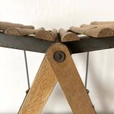 Tabouret ancien pliant à lattes , porte plante
