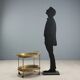 Vintage double-tier brass serving trolley, 1950s design.