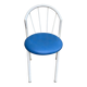 Vintage bistro garden chair in white tubular steel and blue leather from the 1980s.