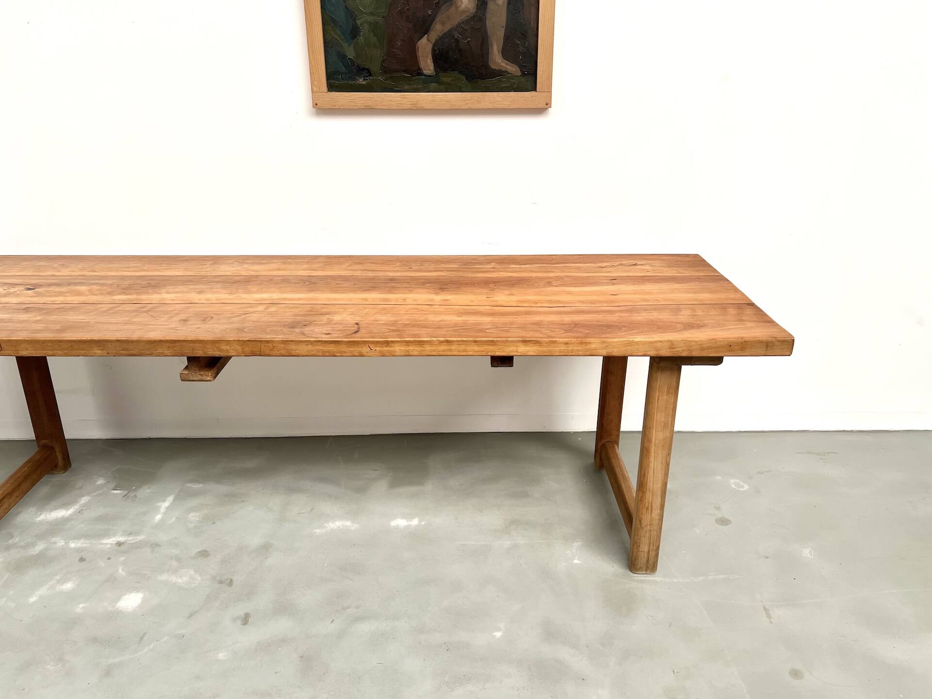Large brutalist beech farmhouse table