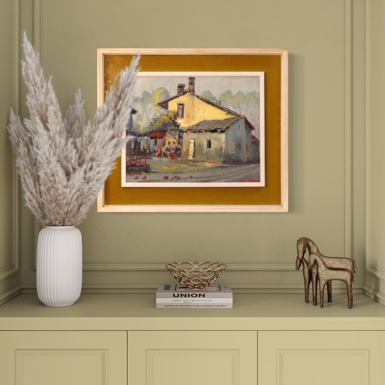 Italian popular scene signed painting oil on board