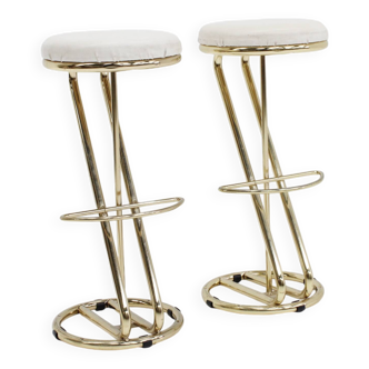 Tabourets de bar italiens vintage en laiton, lot de 2