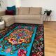 Vintage blue Moldavian rug with beautiful flowers, authentic Romanian handwoven rug 240x153cm