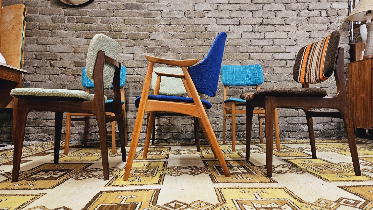 Set of 6 mismatched 1960s Scandinavian chairs