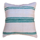 Handmade white and green wool striped cushion