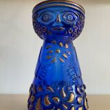 Vase anthropomorphe Hyacinth en verre bleu cobalt et doré