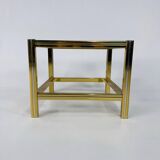 Table d'appoint Hollywood Regency en laiton et verre, années 1970