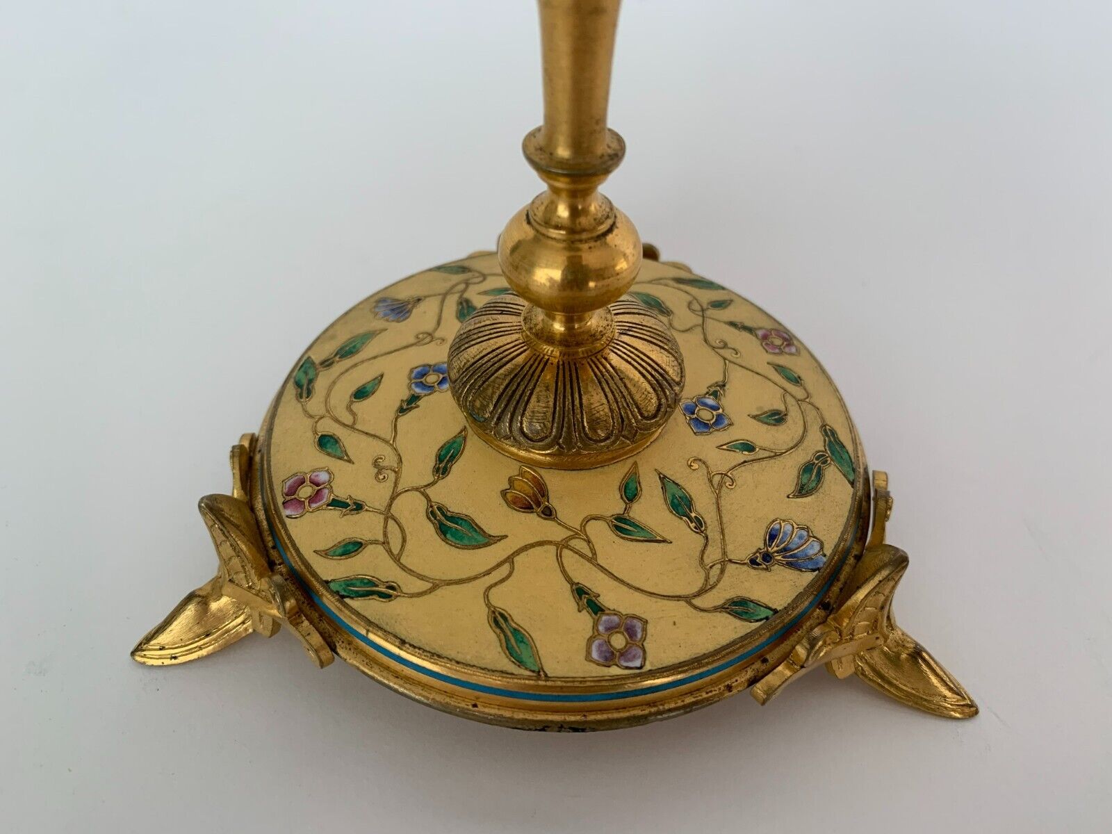 Pair of candlesticks Napoleon III in bronze cloisonné XIXth Barbedienne