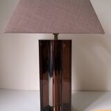 Designer lamp in smoked plexiglass and chromed metal 1970