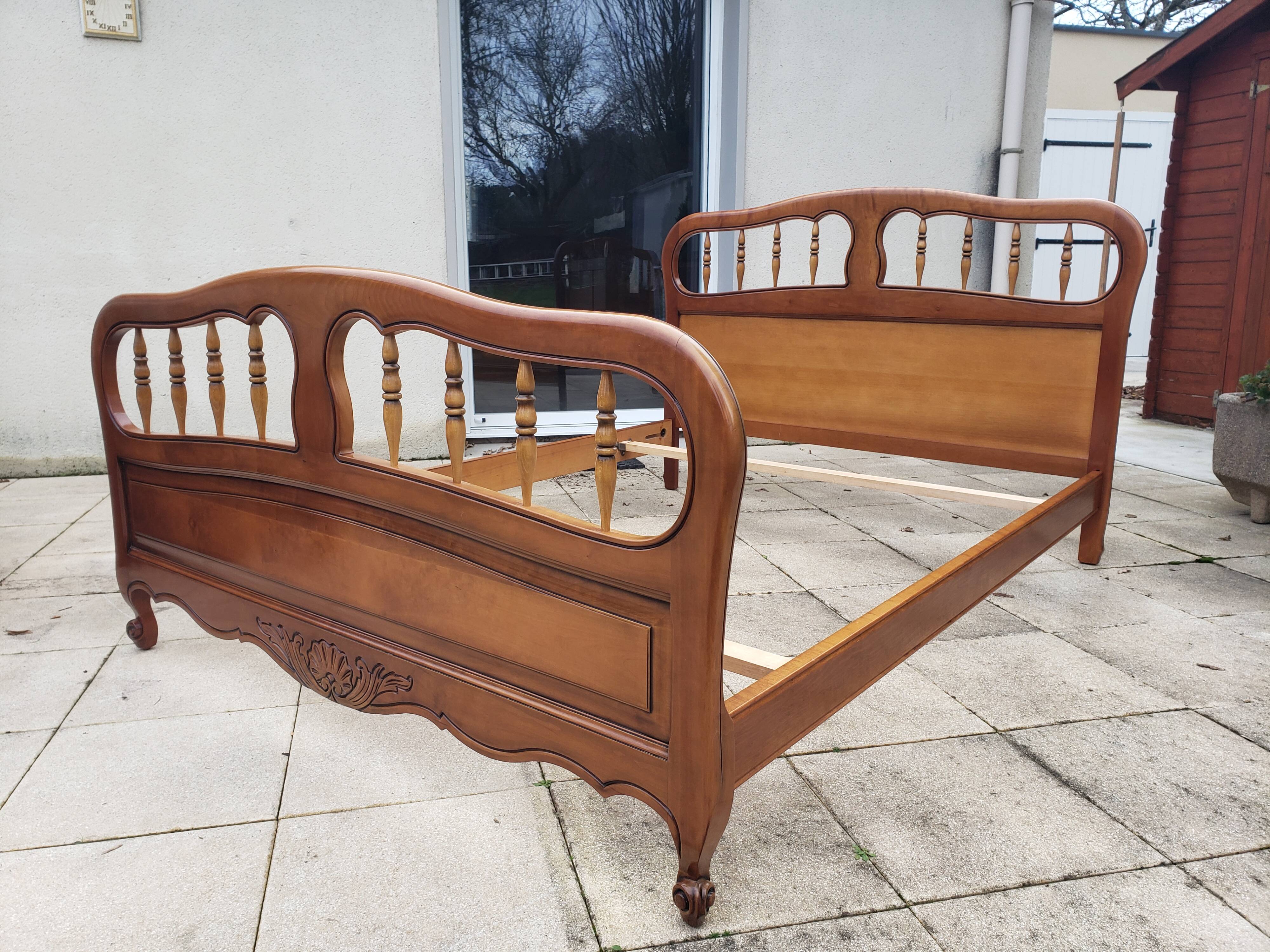Louis XV style bed in cherry wood
