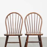 2 chaises bistrot Windsor en bois, années 70