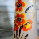 Painted frosted glass Art Deco vase