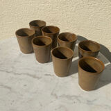 Set of 8 cups in glazed stoneware vintage Digoin 1970