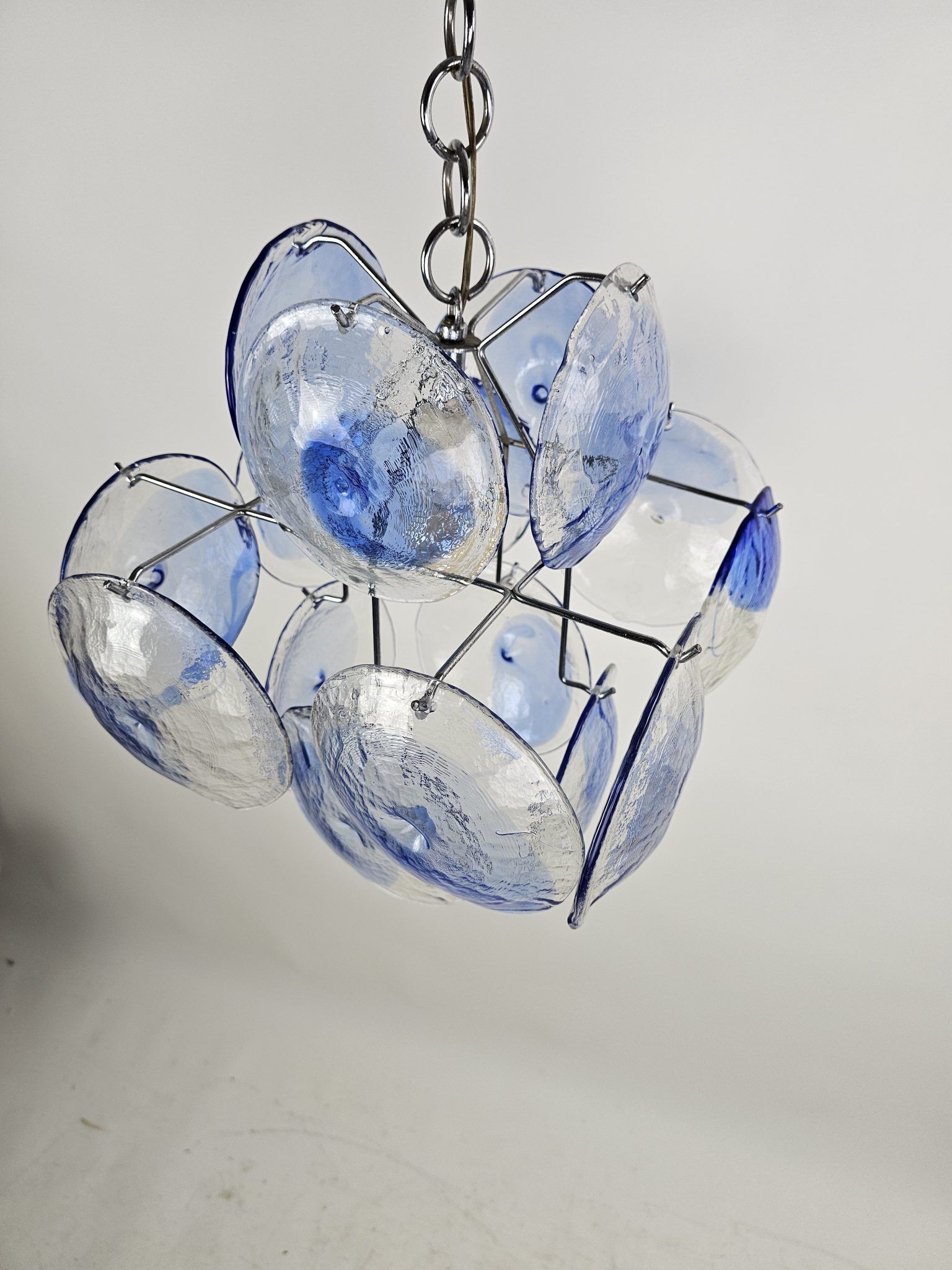 Lampe suspendue Disc bleue transparente Italie