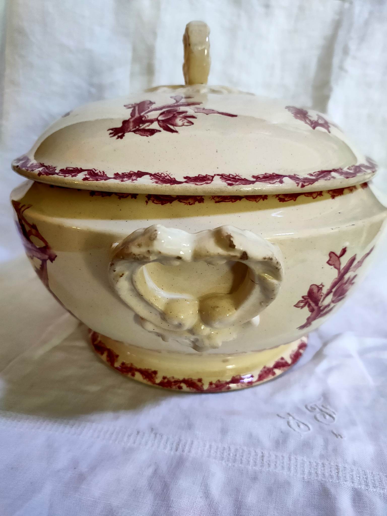 Earthenware tureen of Gien decoration Cactus