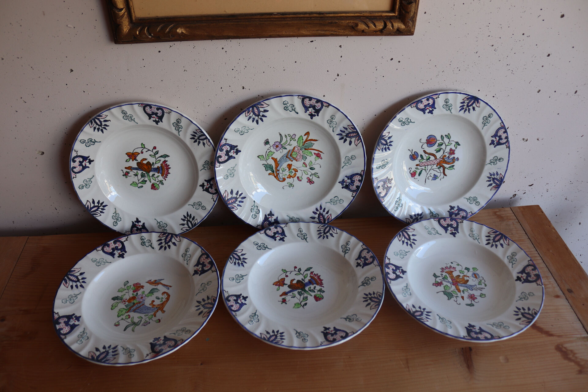 Set of 6 Longwy plates model Rouen
