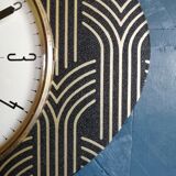 Vintage clock formica silent wall clock "FFR black gold"