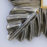 Pair of Mid Century Modern Italian Brass and Leaf Murano Glass Wall Mirrors
