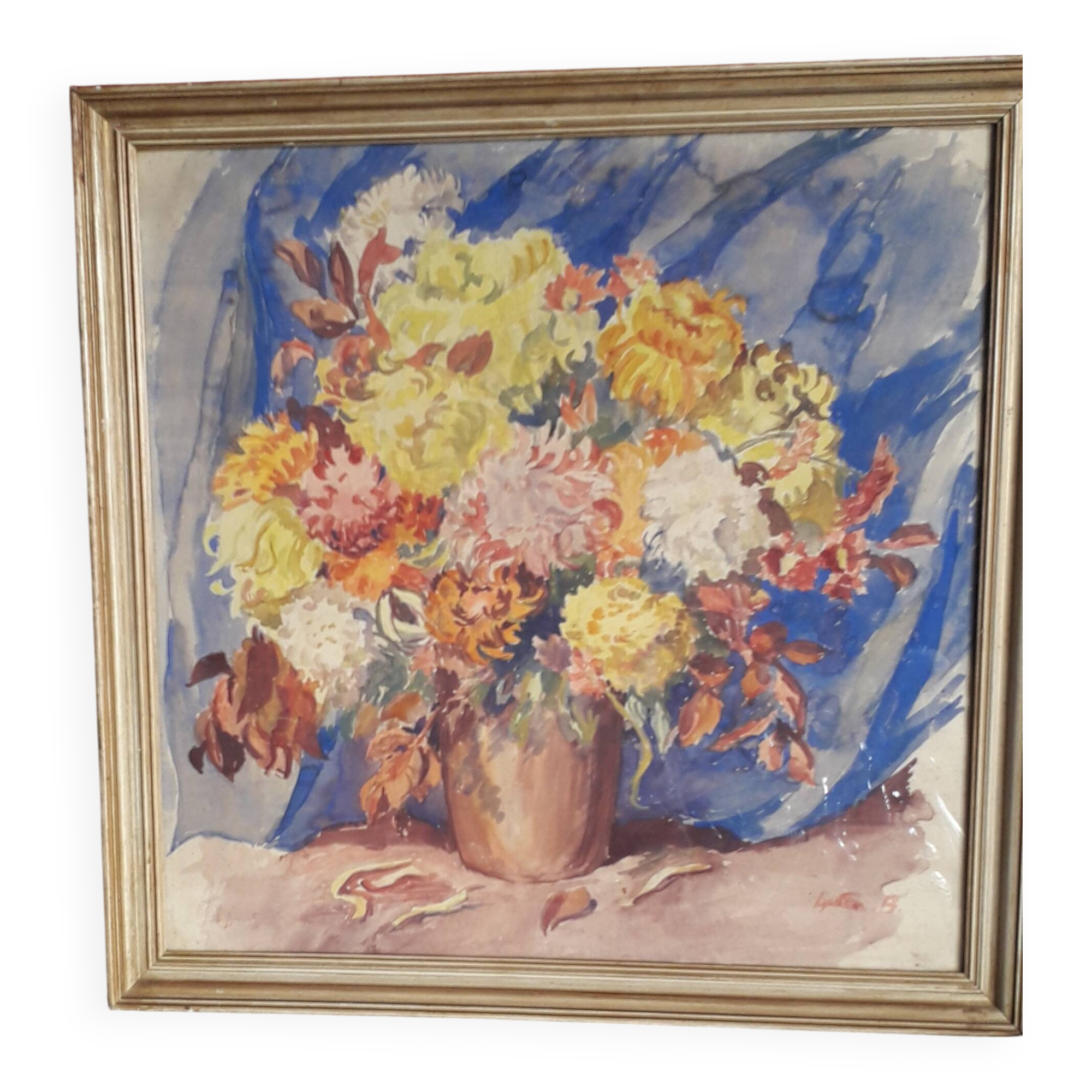 Tableau ancien représentant un bouquet de fleurs