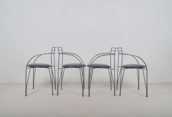 4 Chaises 'Lune d'Argent' dessinées par Pascal Mourgue pour Fermob, 1985