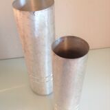 Pair of vases metal rolls brushed silver / vintage year old 70