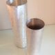 Pair of vases metal rolls brushed silver / vintage year old 70