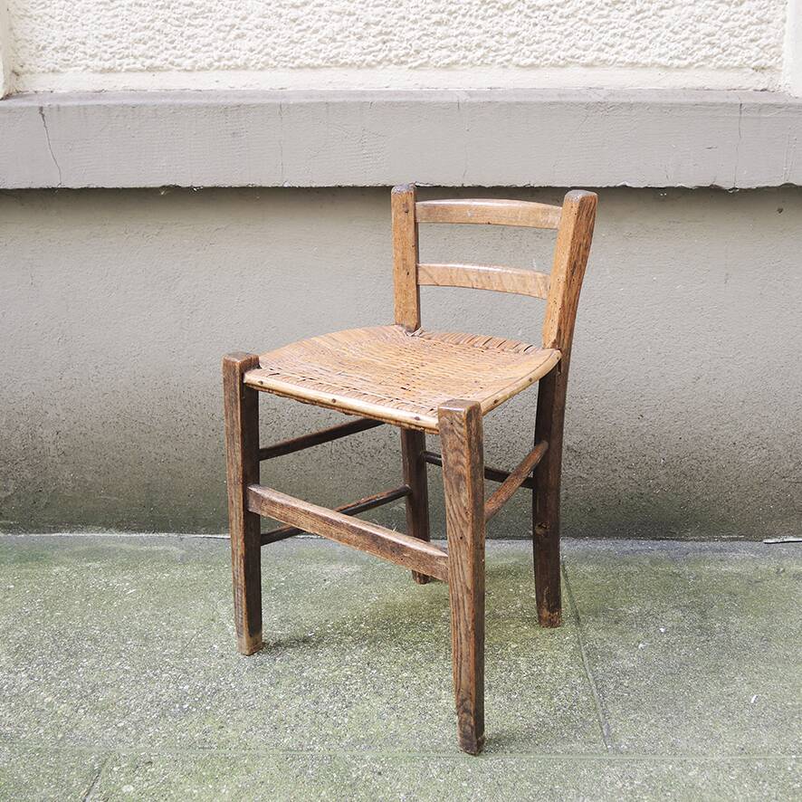 Antique wooden & cane children's chair
