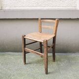 Ancienne chaise pour enfant en bois & cannage