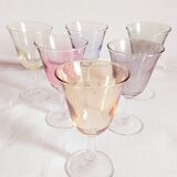 Six vintage polychrome glasses