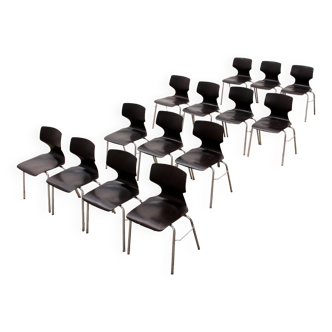 Vintage Pagholz Flototto Stacking Chair Set of 14 chairs, 1970
