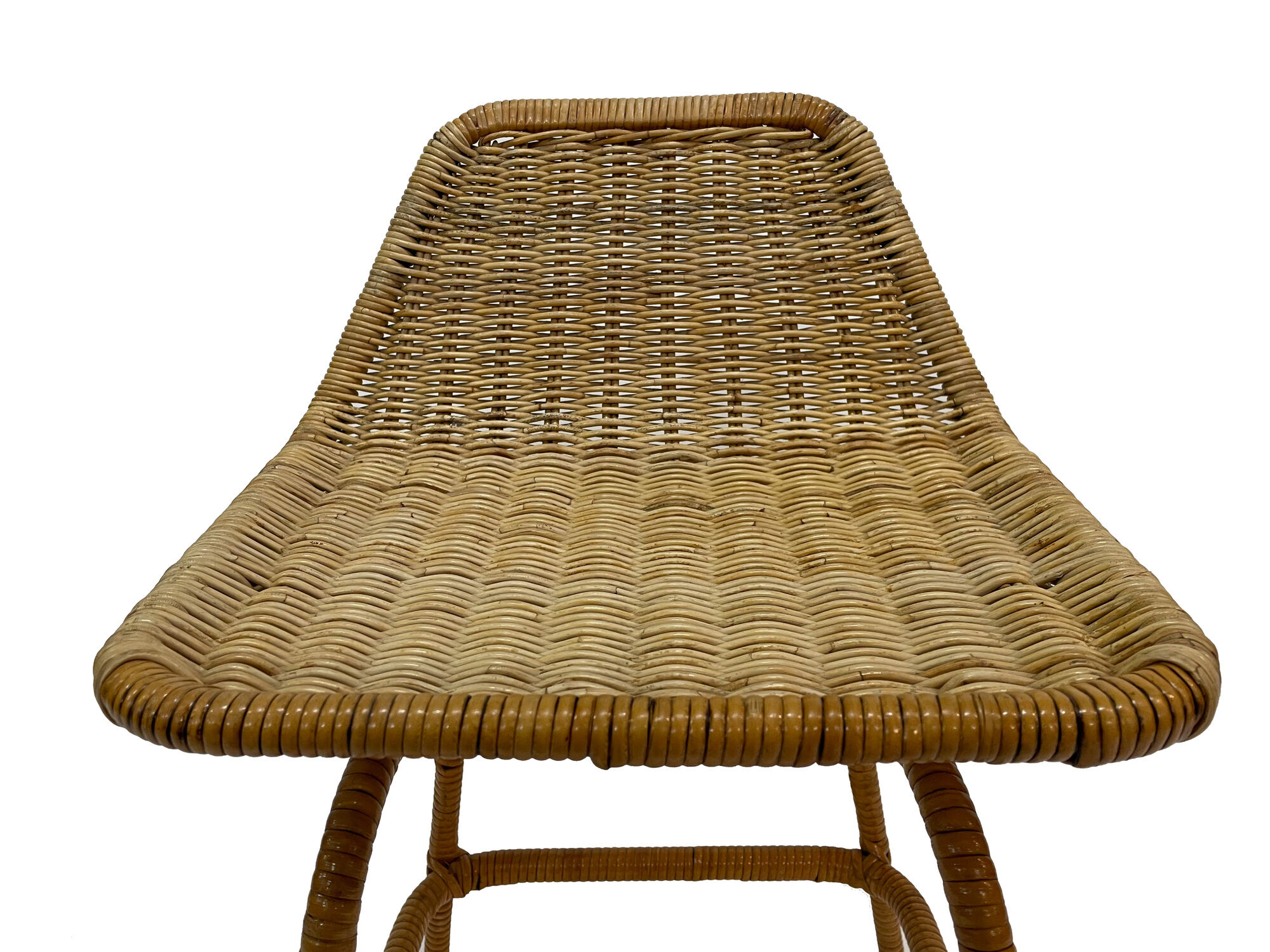 Suite of six vintage bar stools in rattan design Rohe 1960