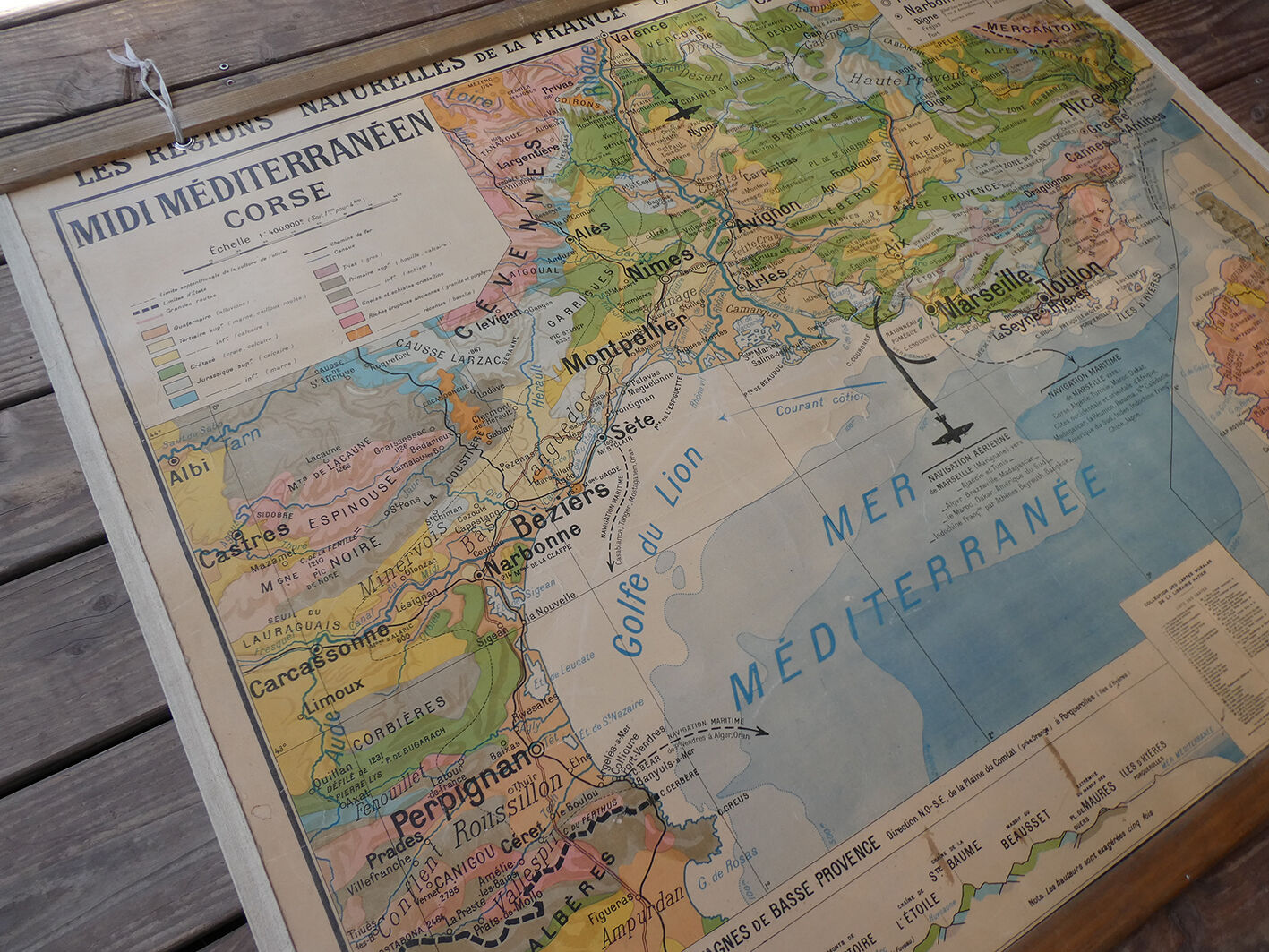 Ancient school map "Midi Mediterranean and Corsica" - Paul Kaeppelin