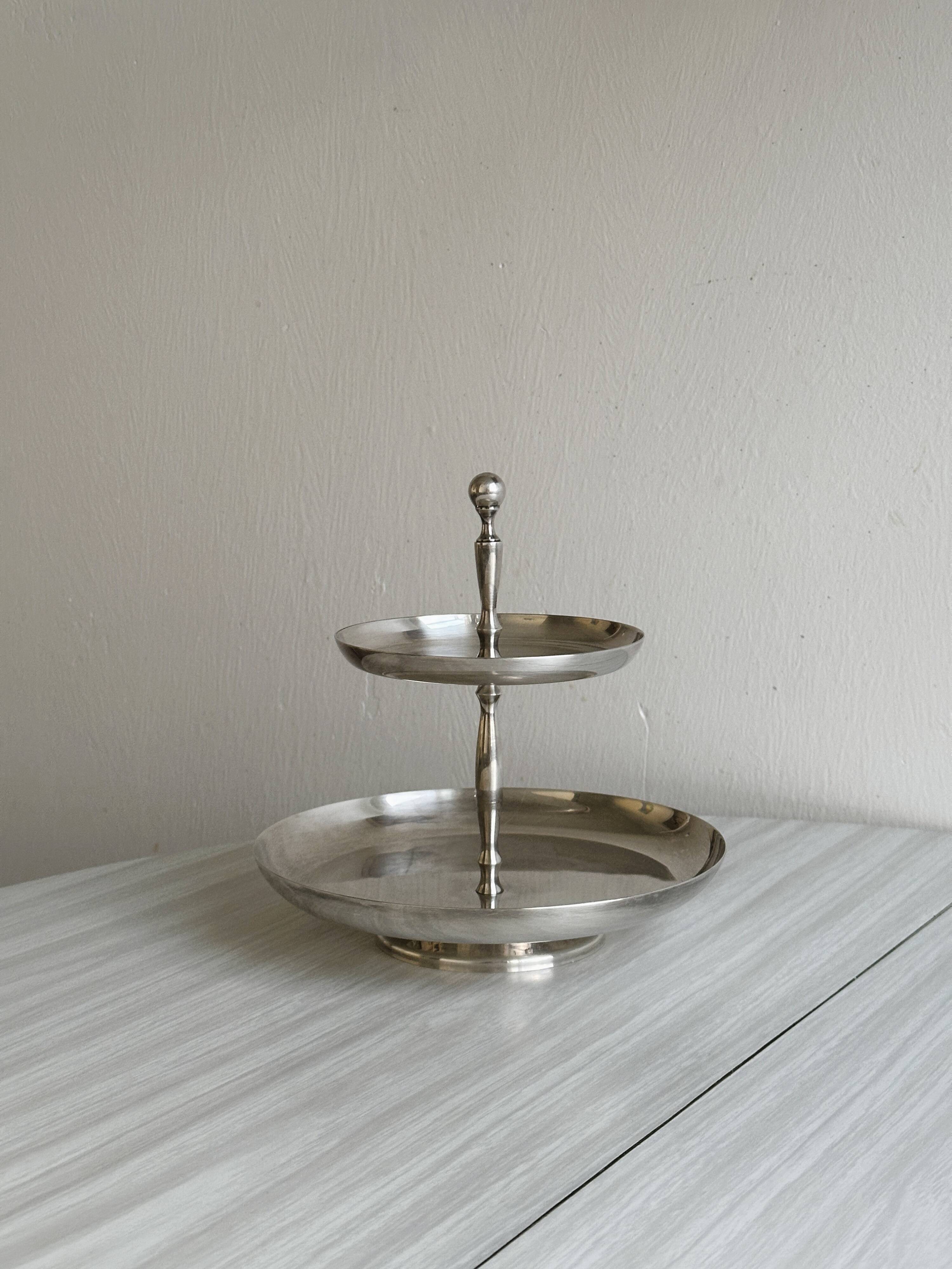 Small silver-plated metal sweets server