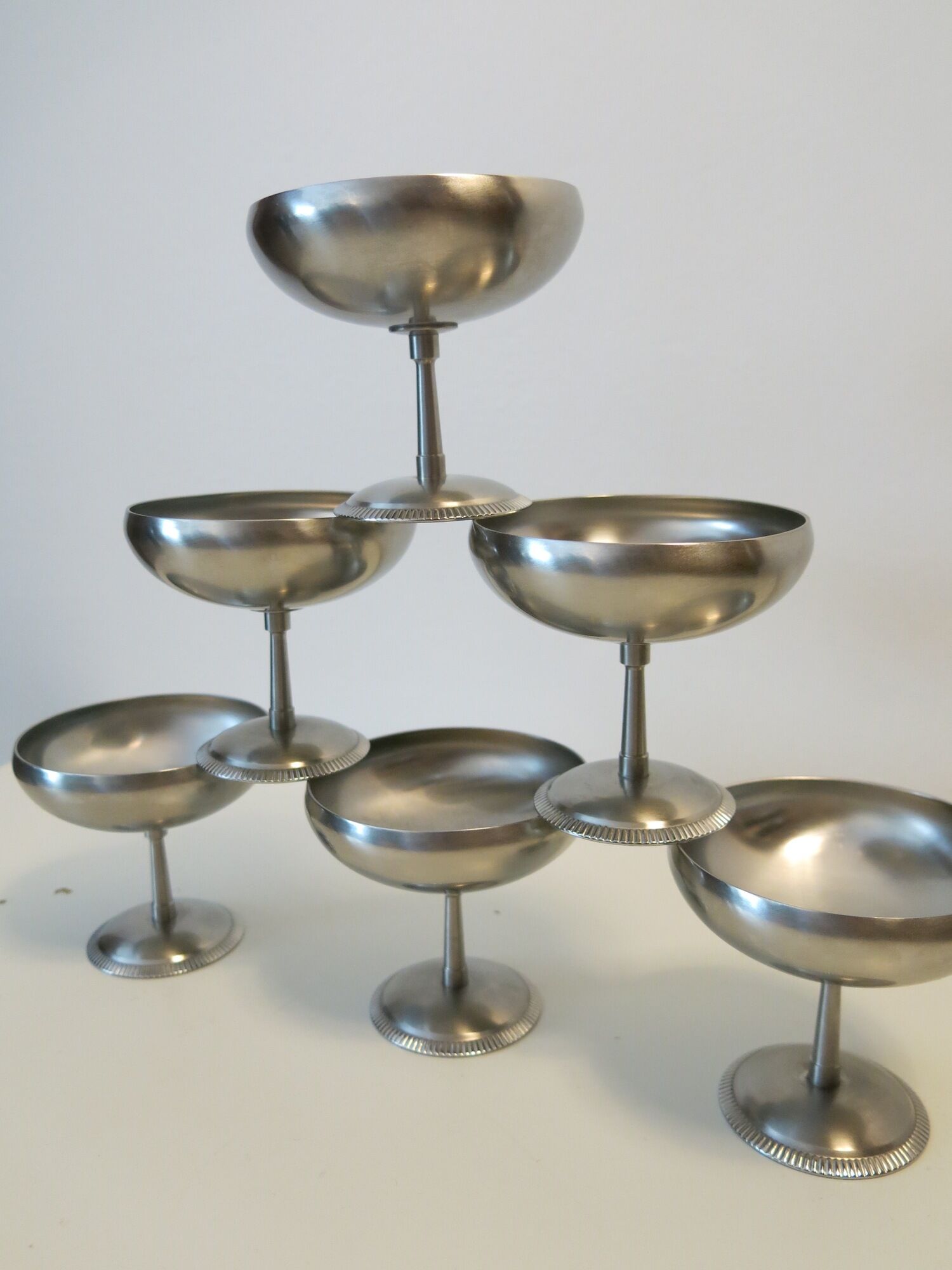 Set of six stainless steel ice cups from Letang-Rémy