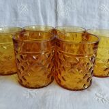 Set of 6 old Pernod amber glasses