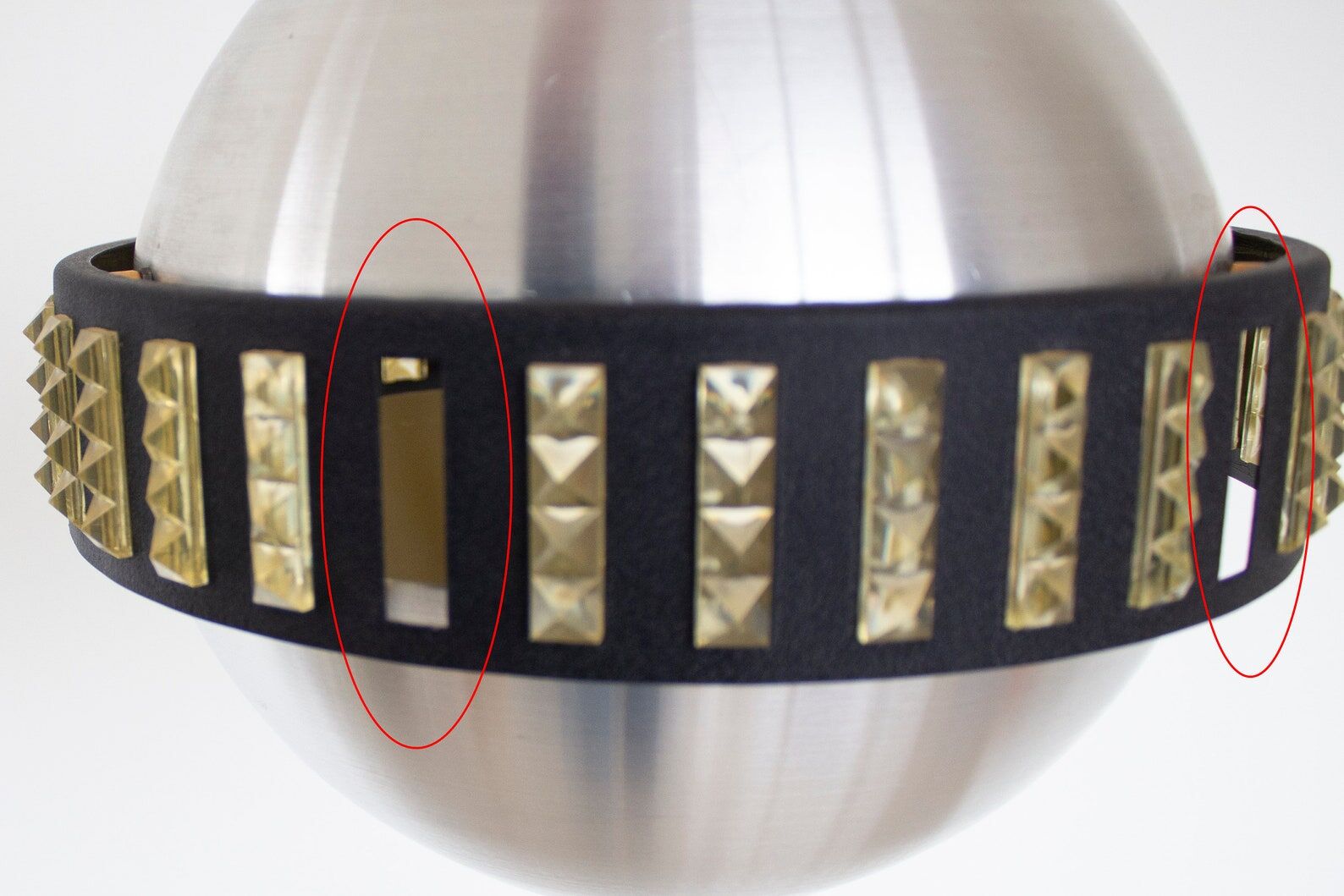 Vintage Space Age RVS Hanging Lamp with acrylic inserts, Mid Century Pendant