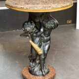 Guéridon en bronze et marbre, Psyché et Cupidon, Auguste Moreau (1834-1917)