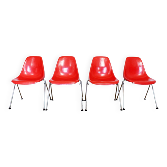 Set of 4 fiberglass chairs stella 1970