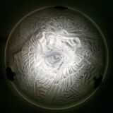 Art Deco suspension in moulded glass by Noverdy with a frosted effect.