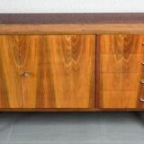 Violetta sideboard/chest of drawers in walnut and mahogany, Piotrkowskie Fabryki Mebli, Poland, 1960.