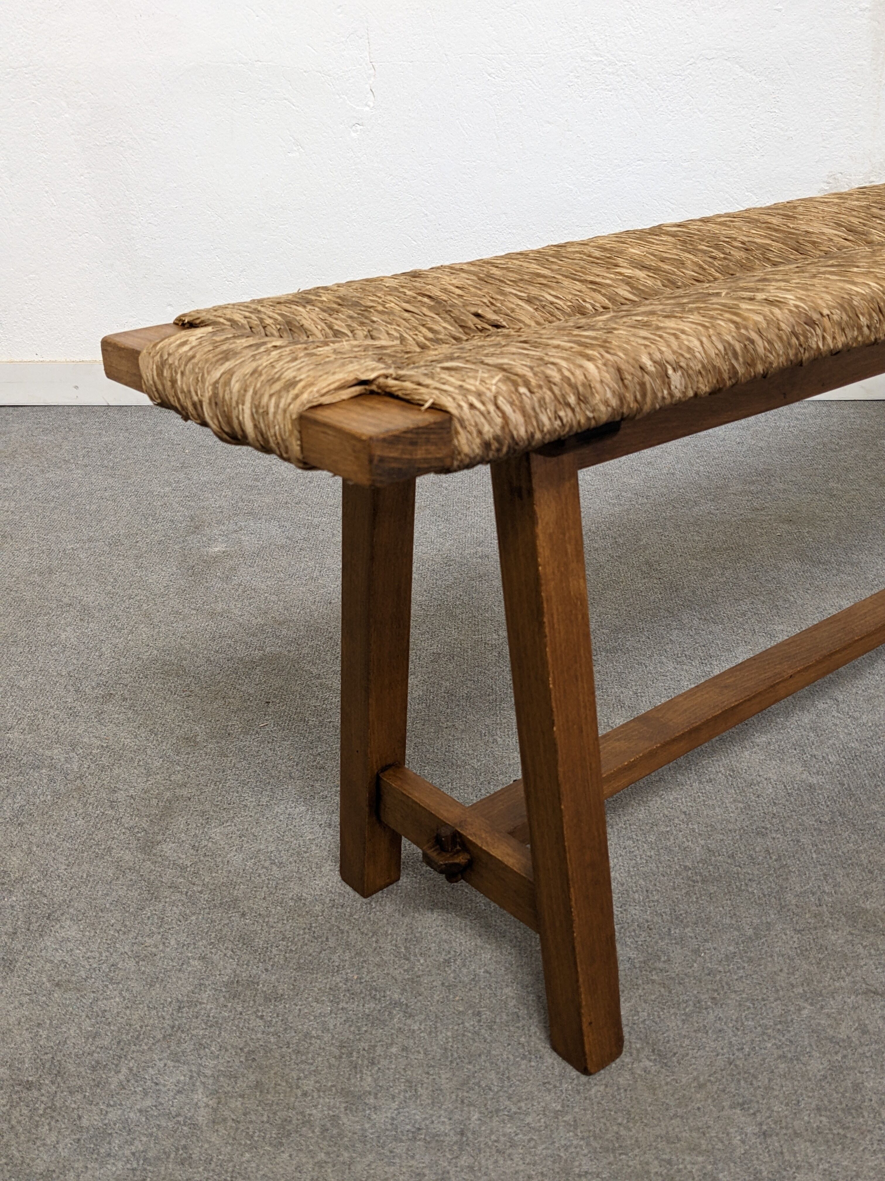 Wooden bench and marsh straw 50s/60s