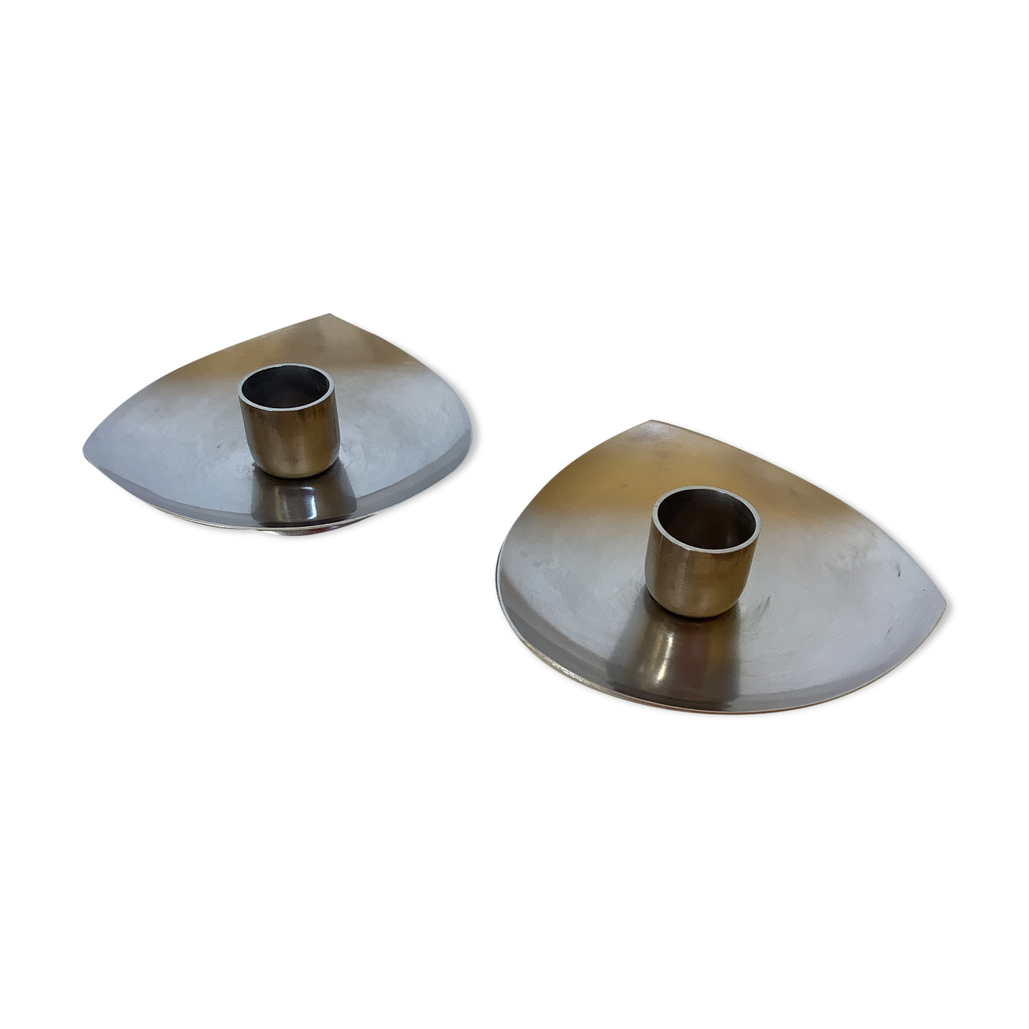 Paire de bougeoirs Celton denmark inox