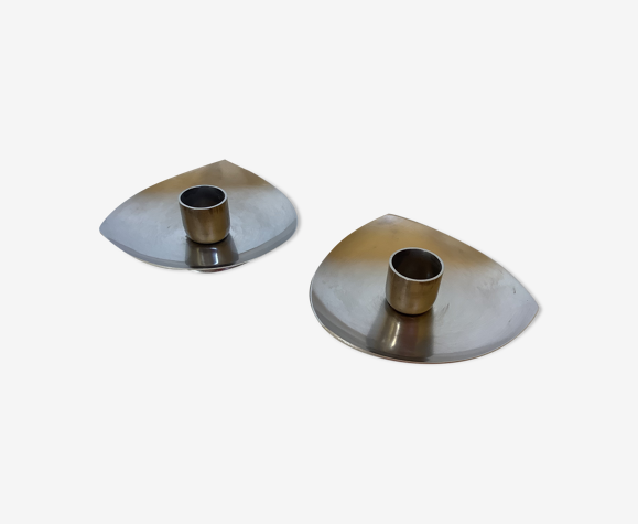 Paire de bougeoirs Celton denmark inox