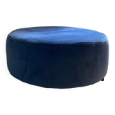 Large blue velvet pouf