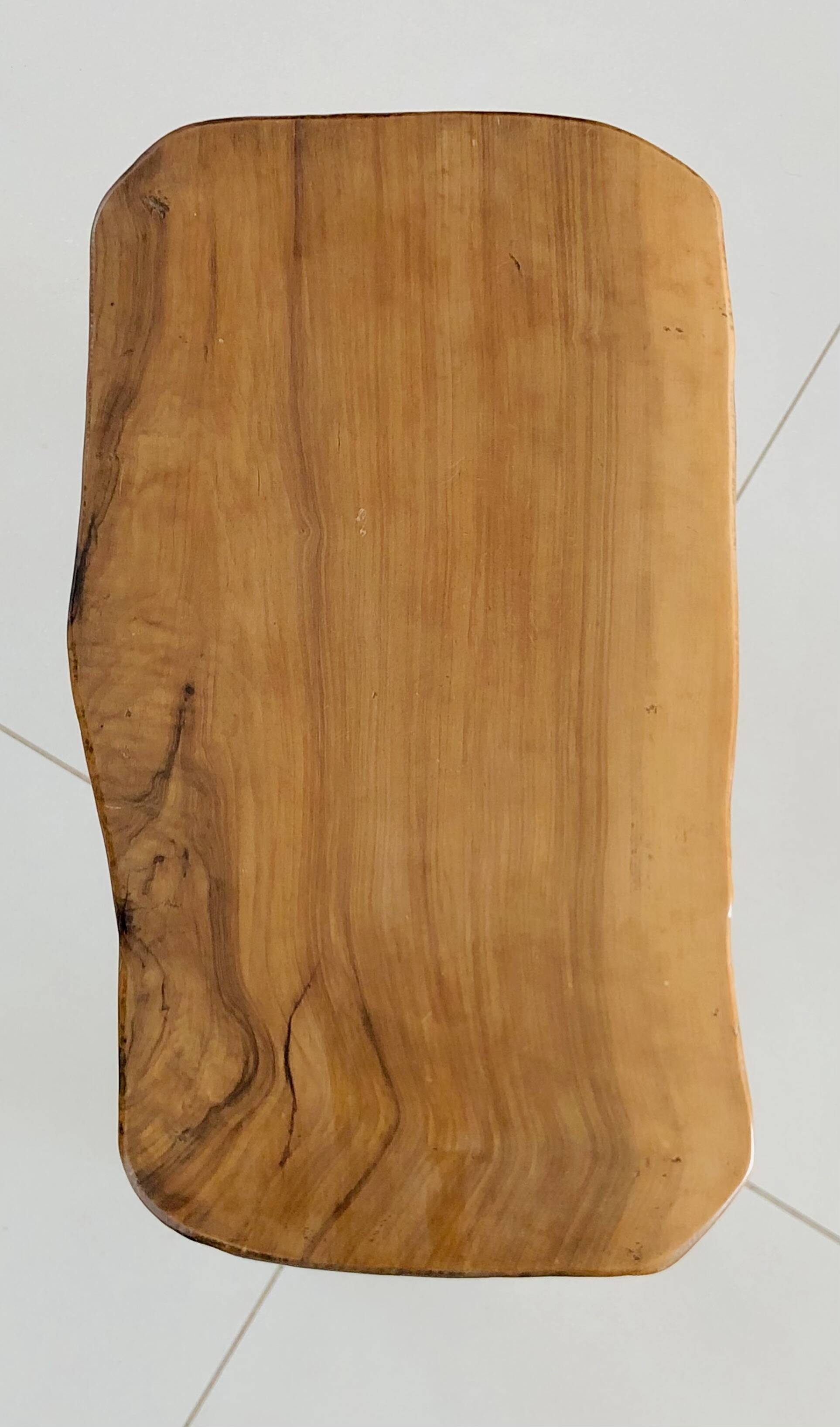 Olive wood stool, France 1970s