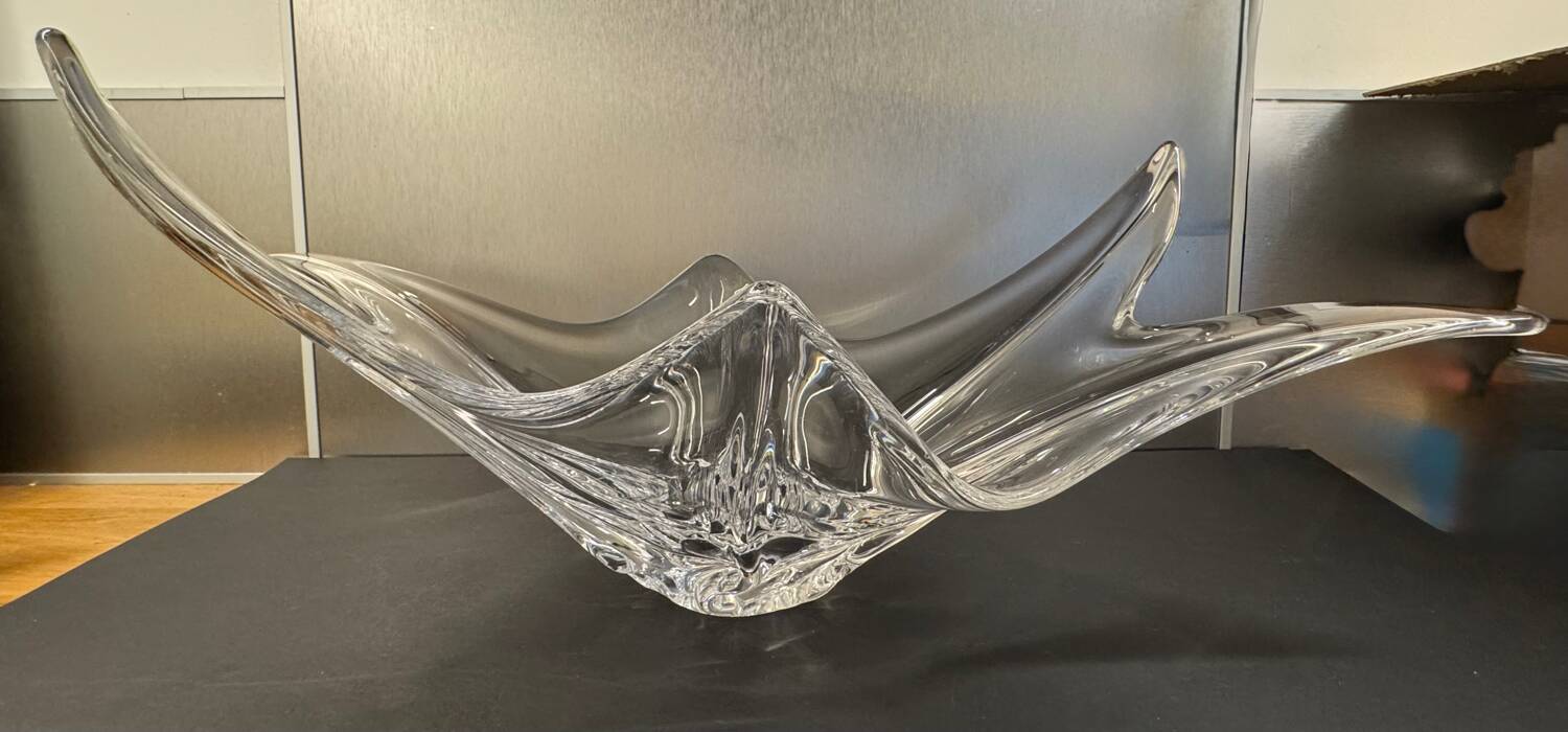 Large vintage sculptural crystal platter from the 1950s/60s