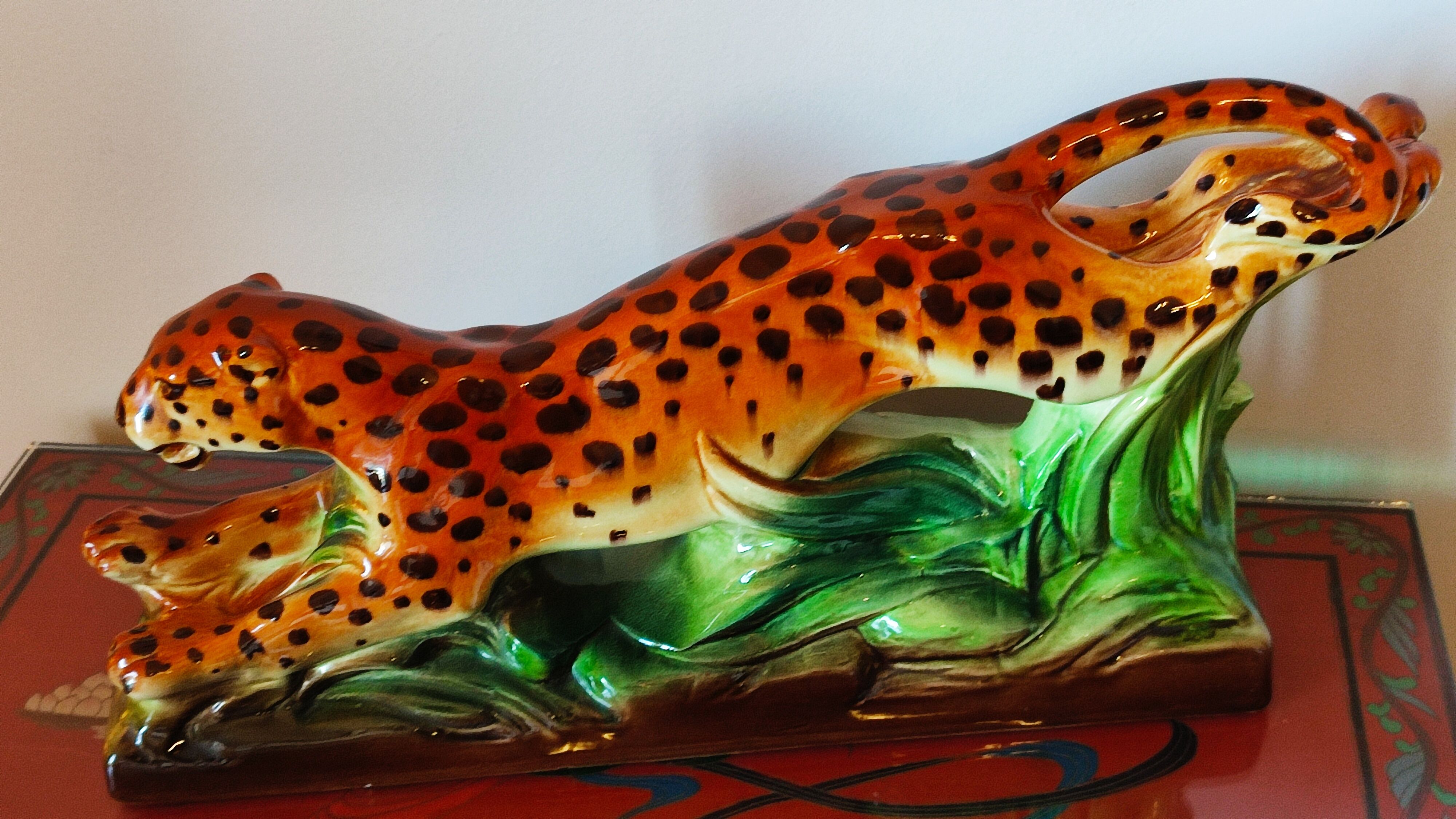 Panthere in enamelled ceramics sainte radegonde